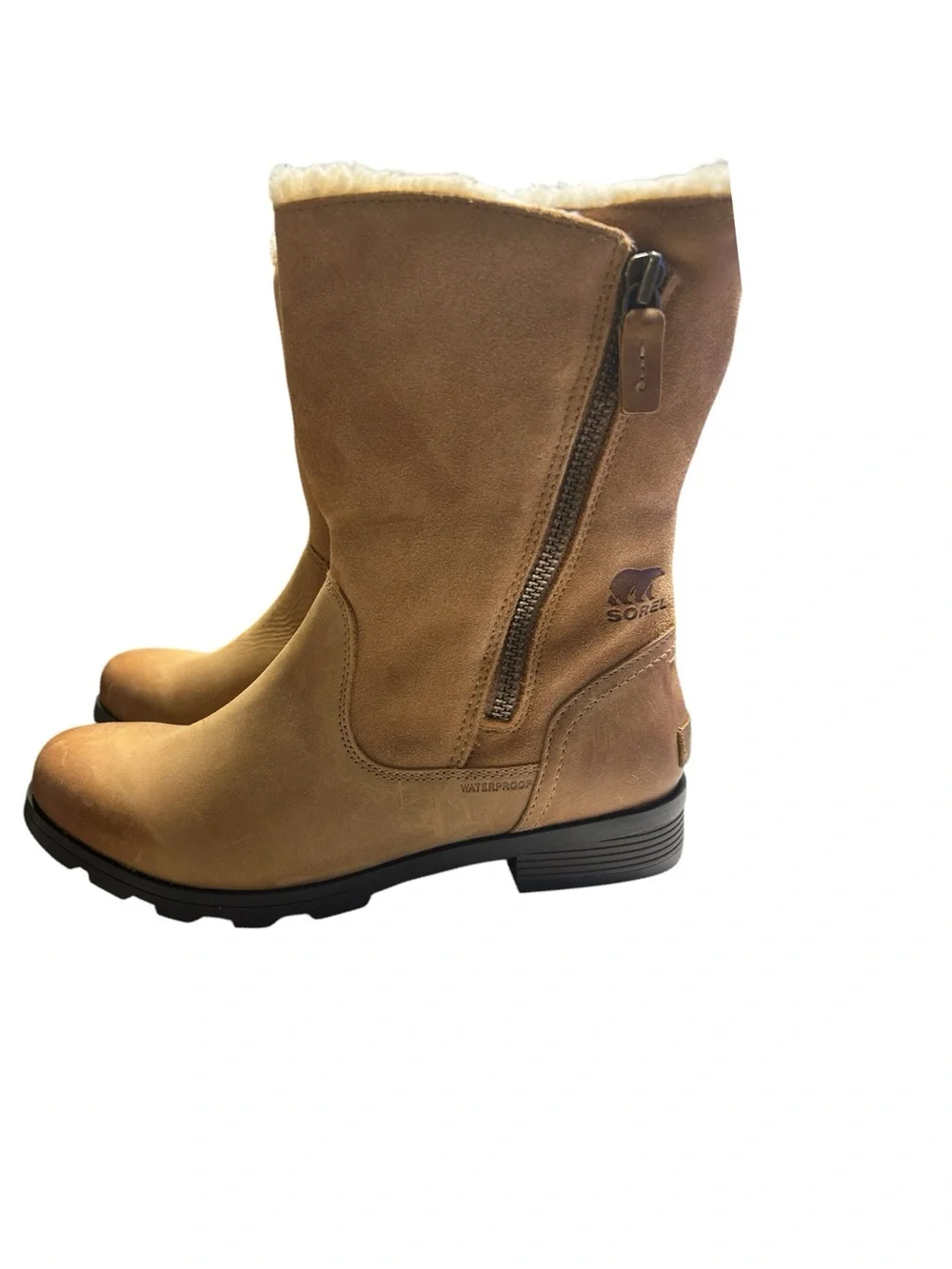 SOREL Emelie Fold Over Waterproof Boots NWT Camel Size 8.5 Cabin Core Gorp Core